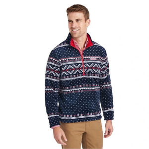 Vineyard Vines Men’s Dockside 1/2 Zip Fleece Fair Isle Pullover Sweater Preppy